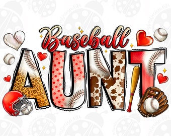 Baseball Aunt PNG, Baseball Aunt Sublimation, Baseball Leopard Design,Baseball Aunt, Baseball Clipart, Transparent PNG file for sublimation