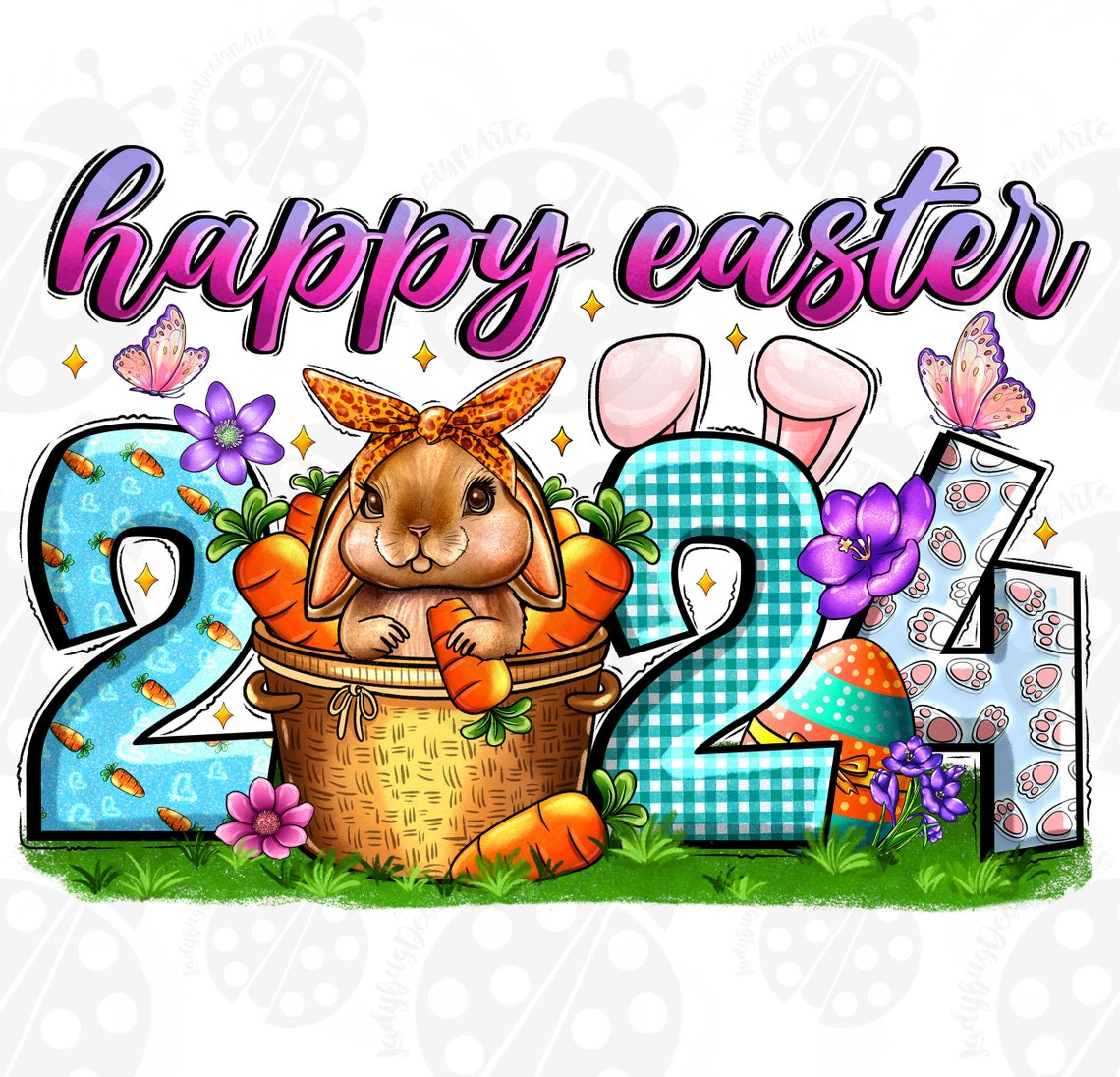 Happy Easter 2024 Png, Sublimation Design Download, Happy Easter Day