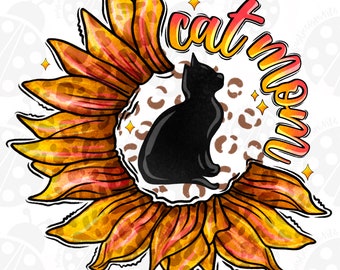 Sunflower with Cat Png, Cat Mom Png, Cat Lover Png, Sunflower Png, Png, Png Files For Cricut, Silhouette, Sublimation Designs Downloads