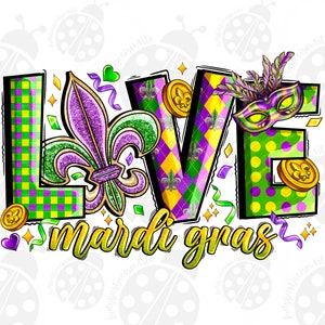 Love Mardi Gras png sublimation design download, Happy Mardi Gras png, Mardi Gras carnival png, sublimate designs download