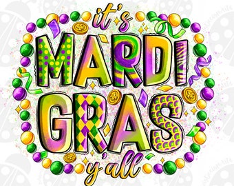 It's Mardi Gras Yall Png Sublimation Design, Happy Mardi Gras Png, Mardi Gras Carnival Png, Mardi Gras Gnome Png, Digital Download