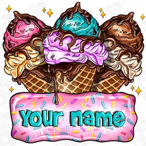 Ice cream name patch| Sublimation Design | Digital Download | Women’s Shirt | PNG design