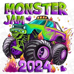 Monster Truck Png,Monster Jam 2024, Sublimation Design Kids Truck design Png, Extreme Vehicle  Png,Sublimation Design Download,