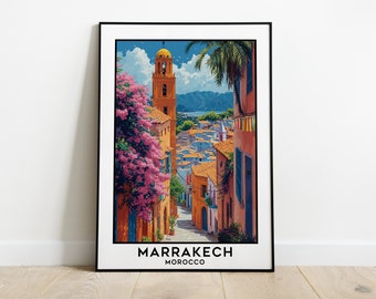 Affiche de voyage Marrakech - Maroc, - affiche de la mosquée de la Koutoubia, affiche du Maroc, cadeau d'anniversaire, cadeau de mariage, impression numérique