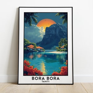 Bora Bora Travel Poster - Tahiti, Bora Bora Poster, Tahiti Poster, Birthday present, Wedding gift, Digital Print