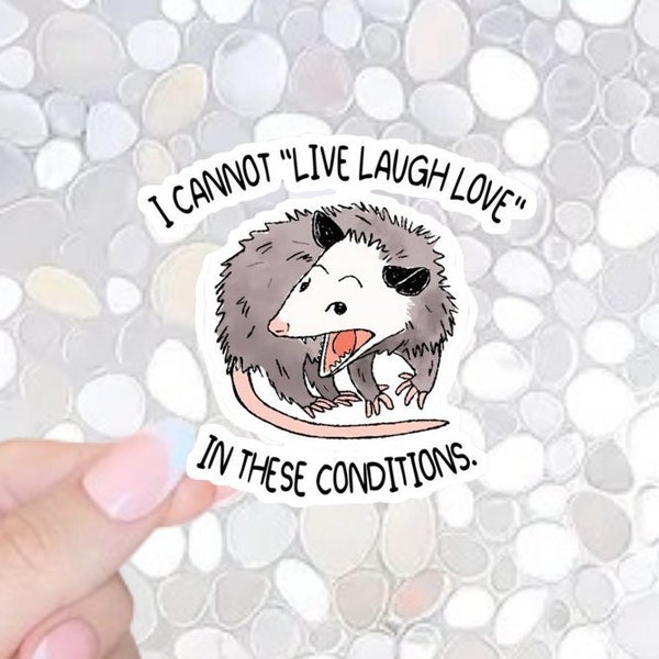 FREE SHIPPING! I cannot live, laugh, love, in these conditions, Sarcastic Mental Health Sticker for Kindle, Laptop, Waterbottle