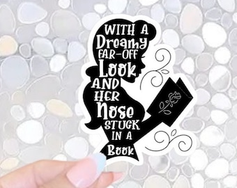 FREE SHIPPING! Nose Stuck in a Book Sticker - Belle sticker, BookTok, Bookworm, Library, Kindle Sticker