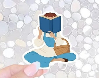 FREE SHIPPING! Nose Stuck in a Book Sticker - Belle sticker, BookTok, Bookworm, Library, Kindle Sticker