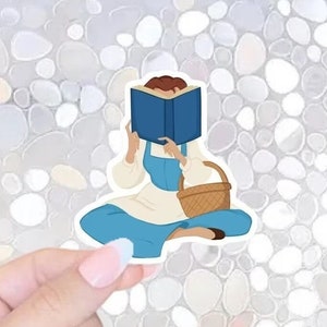 FREE SHIPPING! Nose Stuck in a Book Sticker - Belle sticker, BookTok, Bookworm, Library, Kindle Sticker