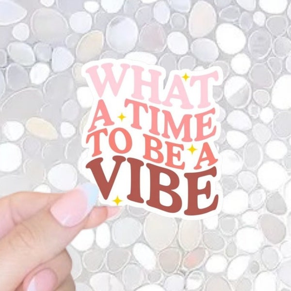 Free Shipping! What a Time to be a Vibe- Sarcastic Affirmation Sticker for Kindle, Funny Sticker for Waterbottle, Vibes Sticker