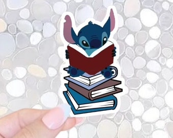 FREE SHIPPING! Nose Stuck in a Book Sticker - Stitch sticker, BookTok, Bookworm, Library, Kindle Sticker