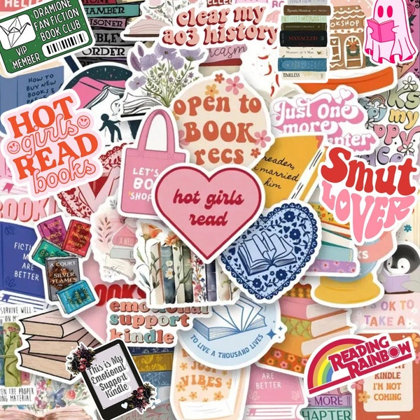 FREE SHIPPING! 5 or 10 Pack Kindle Book Stickers, Bookish Sticker Pack, Reader Themed Waterproof Book, Bookworm Stickers, Book Lover Gift