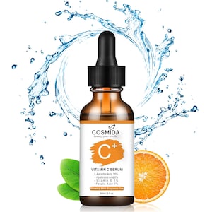 Cosmida Vitamin C Serum,Anti Aging Brightening Facial Serum with Hyaluronic Acid,Improve Appearance of Dark Spots, Fine Lines & Wrinkles