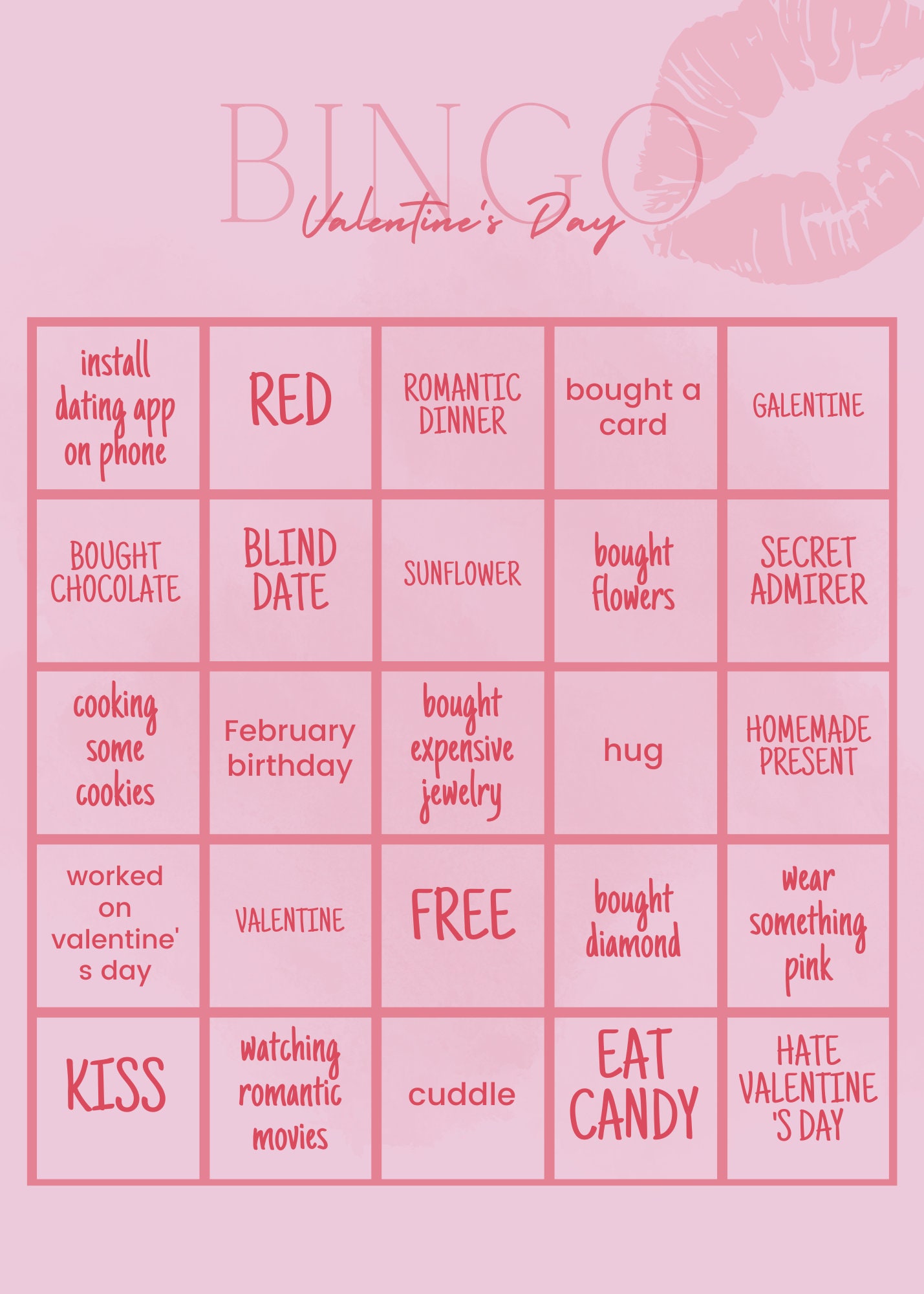 Galentines BINGO CARD - Etsy