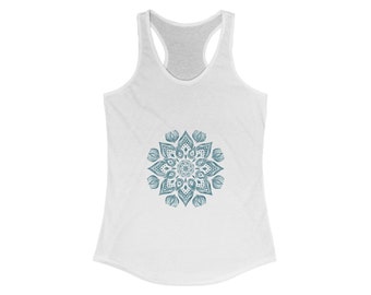 Watercolor Blue Mandala Design Women's Racerback Tank-Top