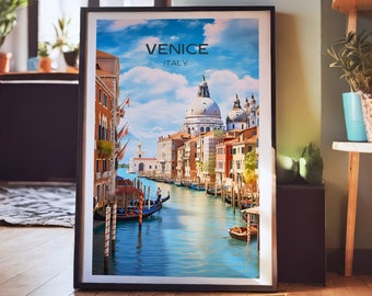 Impresión de carteles de viajes de Venecia, arte emblemático de Italia, regalo de viaje para colgar en la pared, regalo de luna de miel de boda, regalo de cumpleaños