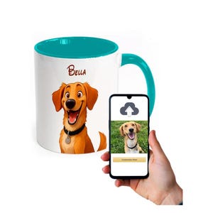 Personalised Mug Cartoon Character Dog Portrait of Your Pet Printed on Coffee Mug from Photo Funny Custom Dog Gifts for Dog Lover Cat