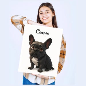 Personalised Pet Portrait - Your Dog Cartoon Character From Photo Wall Art Gift From Photo Metal Wall Panel Hang A3 A4 28x40cm Customised
