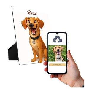 Personalised Pet Portrait Cartoon Character Gift From Photo Desktop Picture Frame With Stand Custom Keepsake Gifts for Dog Cat Lovers