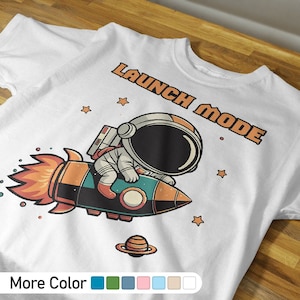 Modo de lanzamiento, camisa de astronauta, camisa de globo de astronauta, camisa espacial, camisa de cumpleaños de astronauta, camisa de astronauta, camisa de dibujos animados, camisa de cohete