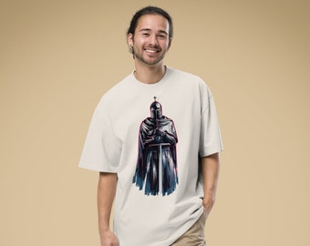 Camiseta grande y descolorida: camiseta de caballero templario, vibraciones medievales, camiseta de caballero, camiseta de templa, camiseta de espada, camiseta de rey, camiseta de calavera, camiseta de cruz, cuervo