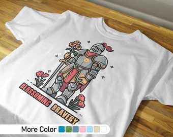 Blossoming Bravery, Knight shirt, inspire shirt, Medieval Knights shirt, Boys Girls Knight Tee, Camelot Graphic Tee, Motivational Shirt
