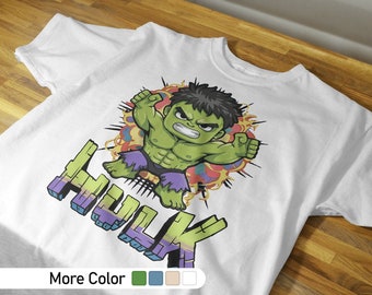 Chibi hulk, camisa de hulk, camisa de dibujos animados, camisa gráfica, camisa vintage de Hulk, regalo de cumpleaños, increíble Hulk, camiseta de superhéroe, camisa maravilla, niños