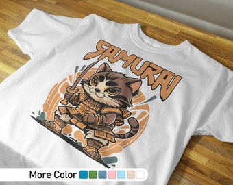 Camisa de gato Chibi Samurai, gato ninja japonés, camisa amante de los gatos, camisa de gato fresco, camisa de gato ninja, samurai japonés, camisa amante de los animales, anime