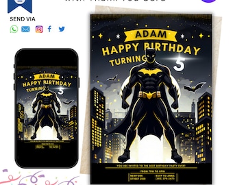 Superhero Birthday Invitation: Editable Bat Guy Party (Digital)