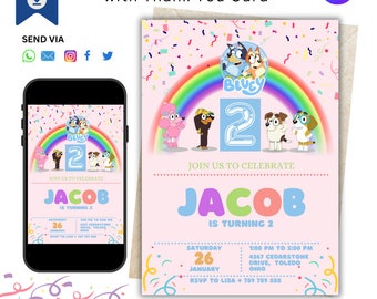 Rainbow Birthday Party Invitation Template Instant Download Digital File Editable