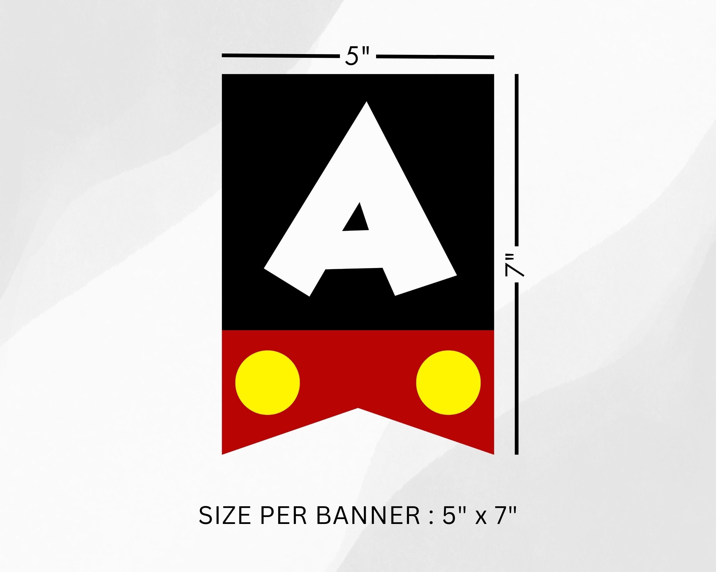 Mickey Mouse Birthday Banner Template | Instant PDF Download | A-Z, 0-9 ...