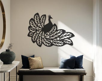 Peacock Wall Art, Metal Peacock Sculpture, Boho Home Decor, Modern Wall Art, Decorative Bird Wall Art, Elegant Peacock Art,Living Room Decor