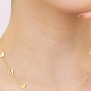 Mini Hund Pfote Schmuck Herz Edelstahl Anfangsbuchstabe Halskette | Personalisierte geschweißte Buchstaben-Halskette