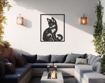Fox Wall Art, Geometric Animal Art, Minimalist Metal Art, Nature Wall Decor, Wild Animal Decor, Fox Home Decoration, Modern Wildlife Artwork