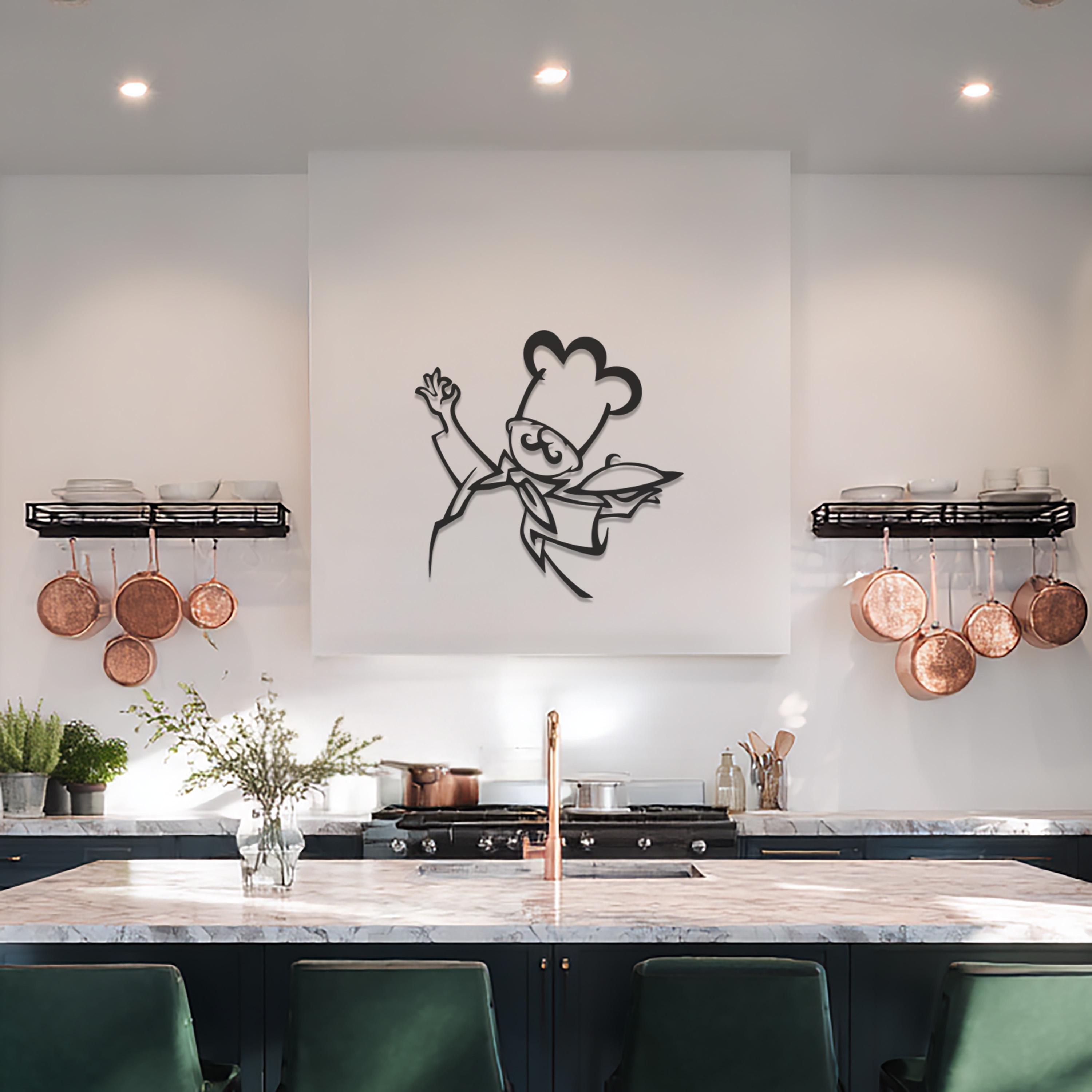 Chef Metal Wall Art, Funny Kitchen Decor for Cooks, Modern Restaurant ...