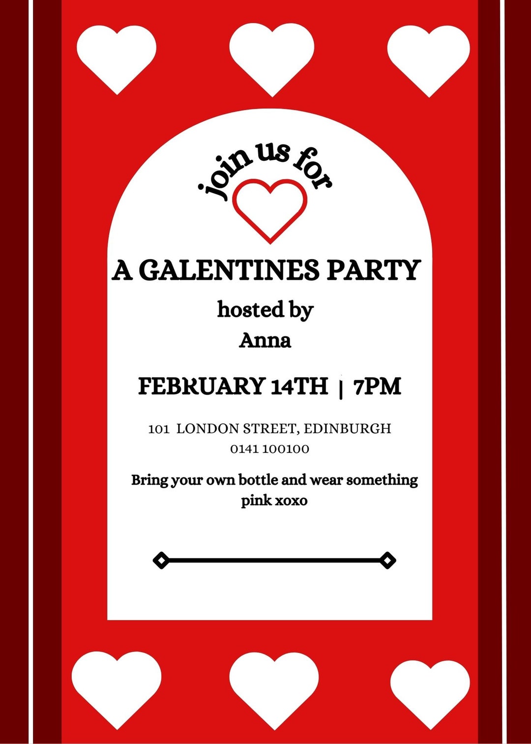 Red Galentines Invitation Template Etsy