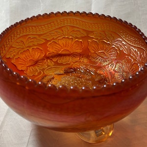 Fenton 2 Flowers Spatula Feet Marigold 6&quot; Round Bowl