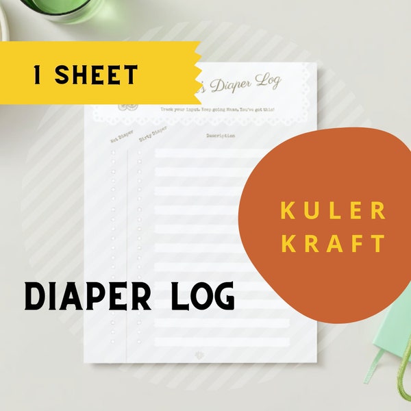 New Mother Dirty Diaper Log Daily Milk Download Digital Log Printable Tracker Newborn Baby Care Infant PostPartum scrapbook