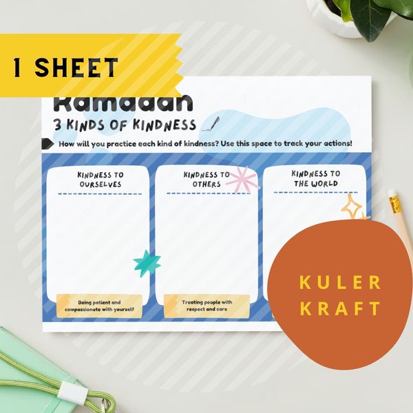 Fun Ramadan Printable Coloring Worksheet Children Kids School Muslim Islamic Holiday Craft Activity Page kindness brainstorm journal
