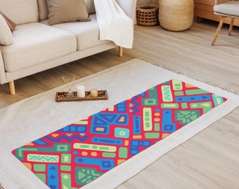 Reef Prism Yoga Mat | Bright Red Geometric Workout Pilates Mat