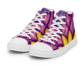 Mens Cosmic Dawn High Top Canvas Shoes - Maximalist Sneakers - Rave Fashion - Sizes US 5-13