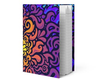 Maximalist Hardcover Journal - Chroma Burst Lined Diary - Dark Navy Rainbow