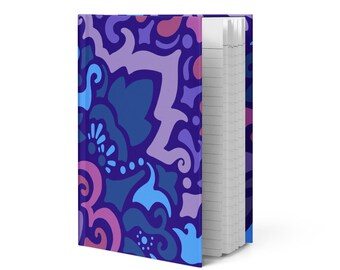 Midnight Berry Hardcover Journal | Hand-Drawn Swirly Floral Notebook | Lined Matte Stationery | Cleveland Artist Design
