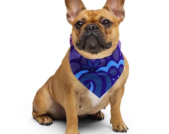 Midnight Berry Bandana | Hand-Drawn Floral Swirl Art | Recycled Fabric Multi-Use Accessory