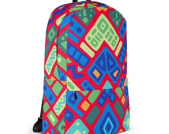 Reef Prism Backpack | Bright Red Geometric Daypack | Laptop Bag (20L)