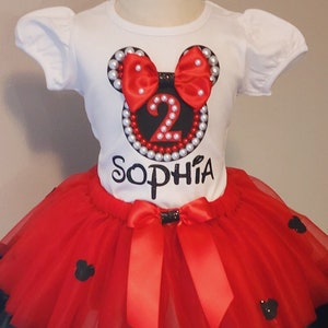 Red Minnie Mouse Birthday Outfit: Personalized Tutu Set