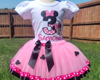 Oh Twodles Rosa Minnie Maus Geburtstags-Shirt, Minnie-Maus-Outfit, Geburtstags-Shirt, erster Geburtstag Minnie Outfit, drittes rosa Outfit