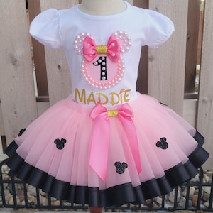 Minnie Mouse Birthday Outfit - Pink & Gold, Sizes 2-8