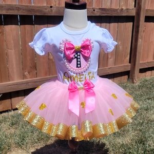 Gold and Pink Minnie mouse outfit, Minnie Mouse outfit, Minnie mouse pink outfit, 1st birthday Minnie outfit, 2nd 3rd 4th 5th 6th 7th 8th...
