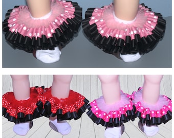 Black and Pink Polka dots ankle tutu socks, Detachable Toddler socks for Girls baby socks, Pink Minnie Mouse theme detachable Tutu socks,